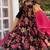 Black embroidery silk full stitched anarkali suit