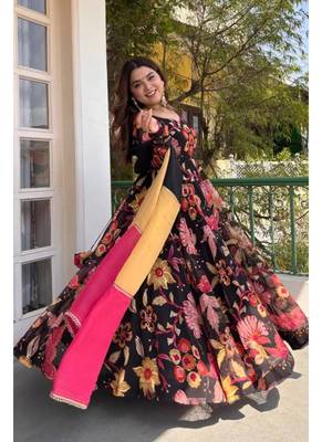 Black embroidery silk full stitched anarkali suit 3