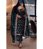 Dark green embroidery frendy full stitched farshi salwar suit set