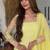 Yellow embroidery faux georgette full stitched anarkali suit