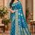 sangam prints peacock blue satin woven work traditional saree