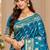 sangam prints peacock blue satin woven work traditional saree