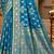 sangam prints peacock blue satin woven work traditional saree