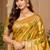 sangam prints mustard yellow satin woven work traditional saree