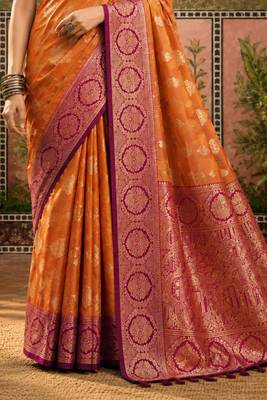 sangam prints dusty rose brown soft silk blend woven work traditional saree 4