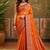 sangam prints bright orange soft silk blend woven work traditional saree