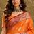 sangam prints bright orange soft silk blend woven work traditional saree