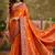 sangam prints bright orange soft silk blend woven work traditional saree