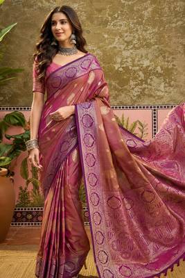 sangam prints mustard gold soft silk blend woven work traditional saree 3