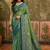 sangam prints green soft silk blend woven work traditional saree