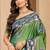 sangam prints green soft silk blend woven work traditional saree