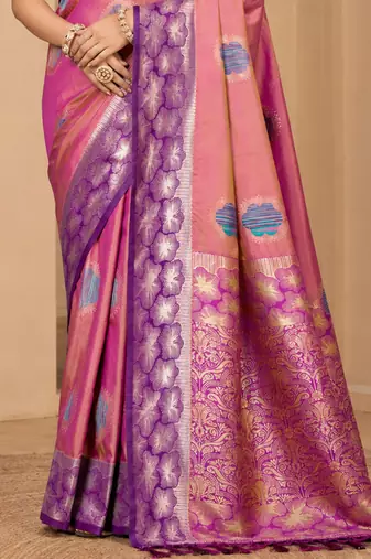 sangam prints dusty rose pink soft silk blend woven work traditional saree