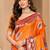 sangam prints bright orange soft silk blend woven work traditional saree