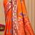 sangam prints bright orange soft silk blend woven work traditional saree