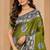 sangam prints olive green soft silk blend woven work traditional saree