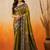 sangam prints olive green soft silk blend woven work traditional saree