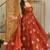 Rust orange embroidered flared anarkali gown with dupatta