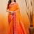 sangam prints bright orange soft silk blend woven work traditional saree