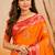 sangam prints bright orange soft silk blend woven work traditional saree