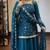 Royal teal blue embroidered kurta plazzo set with dupatta