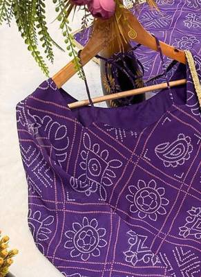 Purple bandhani print sharara suit with dupatta 5