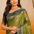 sangam prints green soft silk blend woven work traditional saree