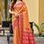 sangam prints peach orange assam silk blend woven work traditional saree