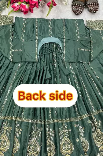 Bottle green embroidered anarkali suit with dupatta