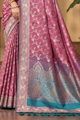 sangam prints mauve pink silk blend woven work traditional saree 3