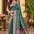 sangam prints peacock green silk blend woven work traditional saree