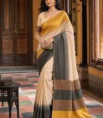 sangam prints mustard yellow slub silk blend woven work traditional saree