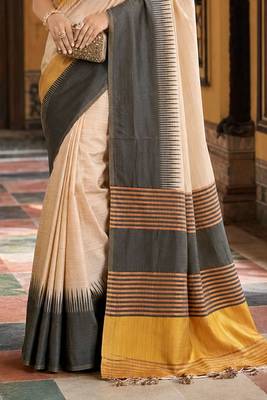 sangam prints mustard yellow slub silk blend woven work traditional saree 3