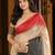 sangam prints beige  charcoal grey slub silk blend woven work traditional saree