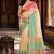 sangam prints cream mint green slub silk blend woven work traditional saree