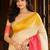 sangam prints ivory coral pink slub silk blend woven work traditional saree