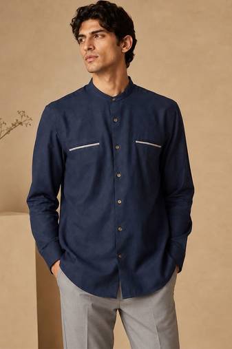 Blue grey malai cotton shirt