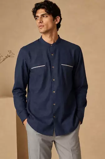 Blue grey malai cotton shirt