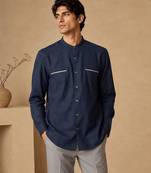 Blue grey malai cotton shirt
