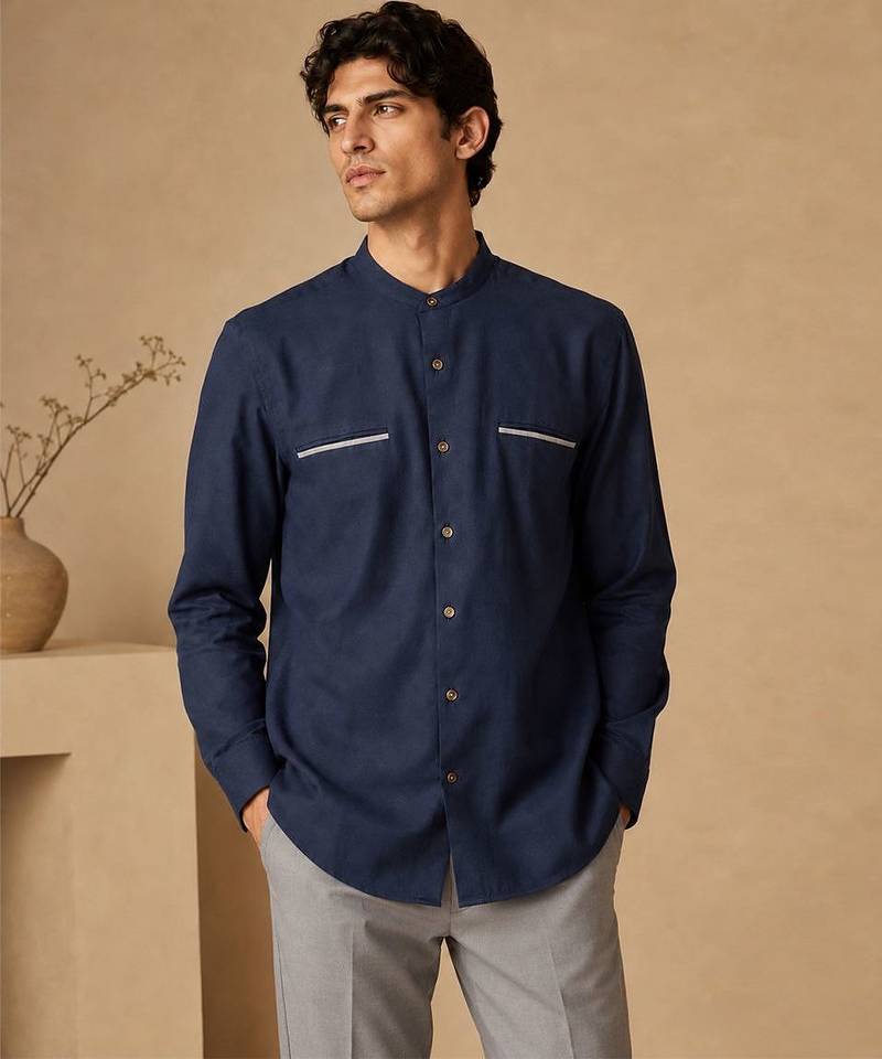 Blue grey malai cotton shirt
