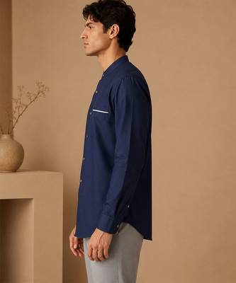Blue grey malai cotton shirt 3