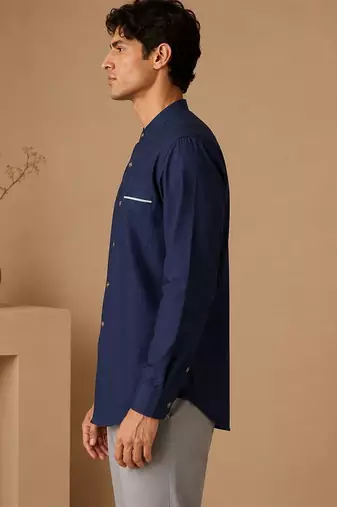 Blue grey malai cotton shirt