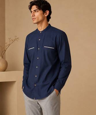 Blue grey malai cotton shirt 4