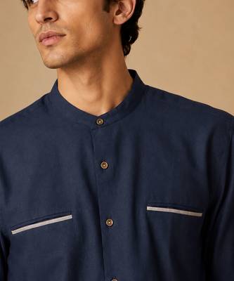 Blue grey malai cotton shirt 5