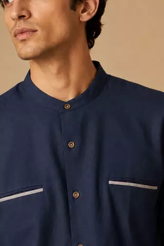 Blue grey malai cotton shirt