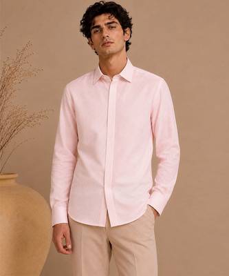 Baby pink threaded bemberg silk shirt 1
