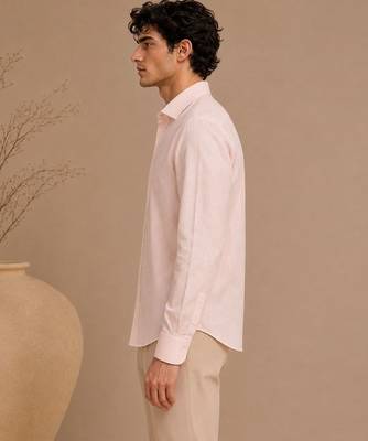 Baby pink threaded bemberg silk shirt 2