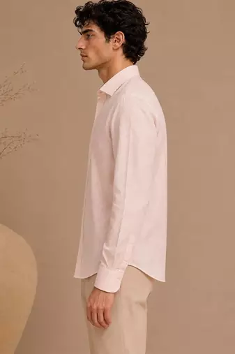 Baby pink threaded bemberg silk shirt