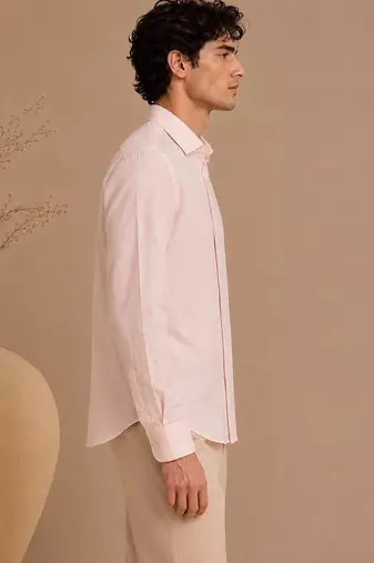 Baby pink threaded bemberg silk shirt
