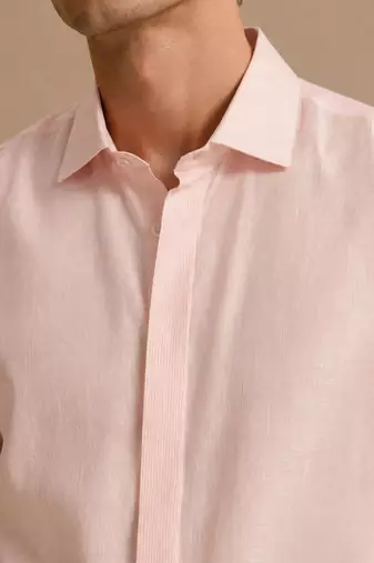 Baby pink threaded bemberg silk shirt