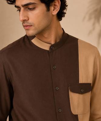 Brown beige malai cotton shirt 3